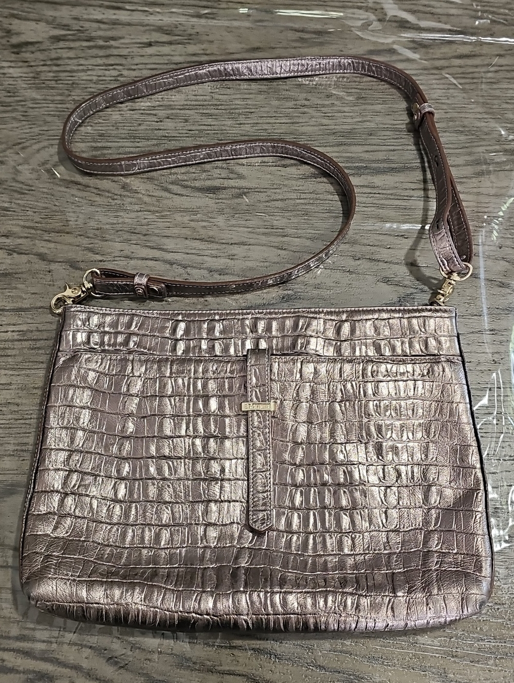 Brahmin Womens Metallic Rose Crossbody Bag